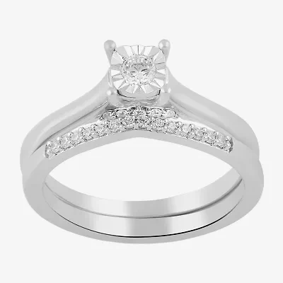 Surrounded by Love (H,I1-I2) Womens 1/4 CT. T.W. Lab Grown White Diamond Sterling Silver Cushion Bridal Set