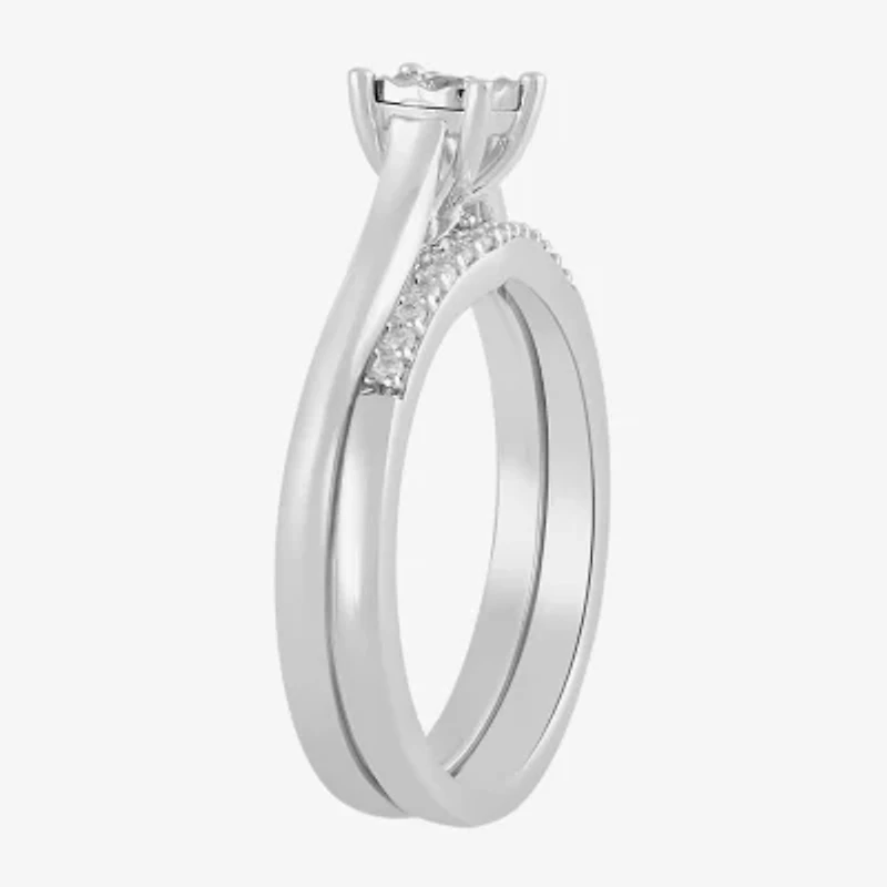 Surrounded by Love (H,I1-I2) Womens 1/4 CT. T.W. Lab Grown White Diamond Sterling Silver Cushion Bridal Set