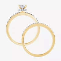 Surrounded by Love H, I1-I2 Womens 5/8 CT. T.W. Lab Grown White Diamond 14K Gold Over Silver Oval Round Side Stone Bridal Set