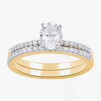 Surrounded by Love H, I1-I2 Womens 5/8 CT. T.W. Lab Grown White Diamond 14K Gold Over Silver Oval Round Side Stone Bridal Set