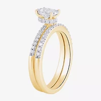 Surrounded by Love H, I1-I2 Womens 5/8 CT. T.W. Lab Grown White Diamond 14K Gold Over Silver Oval Round Side Stone Bridal Set