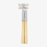 Surrounded by Love H, I1-I2 Womens 5/8 CT. T.W. Lab Grown White Diamond 14K Gold Over Silver Oval Round Side Stone Bridal Set
