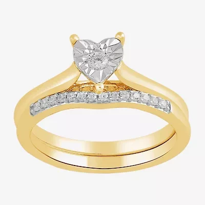 (H,I1-I2) Womens 1/4 CT. T.W. Lab Grown White Diamond 14K Gold Over Silver Heart Bridal Set