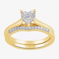 (H,I1-I2) Womens 1/4 CT. T.W. Lab Grown White Diamond 14K Gold Over Silver Heart Bridal Set