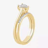 (H,I1-I2) Womens 1/4 CT. T.W. Lab Grown White Diamond 14K Gold Over Silver Heart Bridal Set