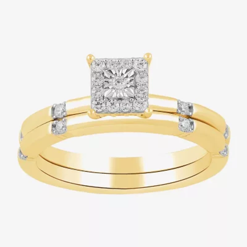 Surrounded by Love H,I1-I2 Womens 1/4 CT. T.W. Lab Grown White Diamond 14K Gold Over Silver Bridal Set