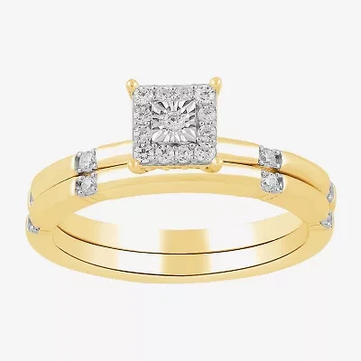 Surrounded by Love H,I1-I2 Womens 1/4 CT. T.W. Lab Grown White Diamond 14K Gold Over Silver Bridal Set