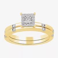 Surrounded by Love H,I1-I2 Womens 1/4 CT. T.W. Lab Grown White Diamond 14K Gold Over Silver Bridal Set