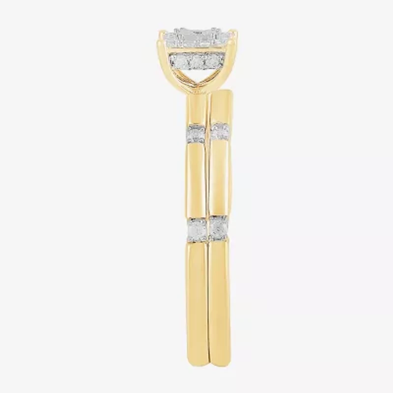 Surrounded by Love H,I1-I2 Womens 1/4 CT. T.W. Lab Grown White Diamond 14K Gold Over Silver Bridal Set