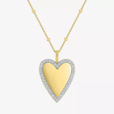 Yes, Please! Womens Lab Created White Sapphire Sterling Silver Heart Pendant