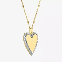 Yes, Please! Womens Lab Created White Sapphire Sterling Silver Heart Pendant