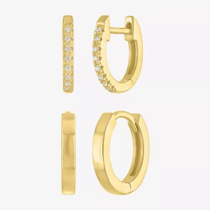 Yes, Please! (G-H,Si2-I1) Womens Diamond Accent Lab Grown White Diamond Accent 14K Gold Over Silver 2 Pair Jewelry Set