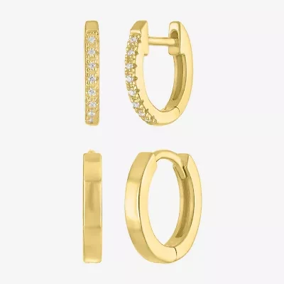 Yes, Please! (G-H,Si2-I1) Womens Diamond Accent Lab Grown White Diamond Accent 14K Gold Over Silver 2 Pair Jewelry Set