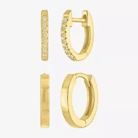 Yes, Please! (G-H,Si2-I1) Womens Diamond Accent Lab Grown White Diamond Accent 14K Gold Over Silver 2 Pair Jewelry Set