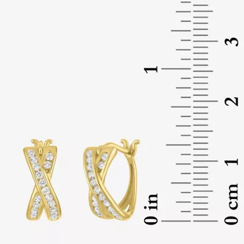 Yes, Please! Womens Lab Created White Sapphire Sterling Silver 12mm Hoop Earrings