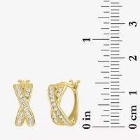 Yes, Please! Womens Lab Created White Sapphire Sterling Silver 12mm Hoop Earrings