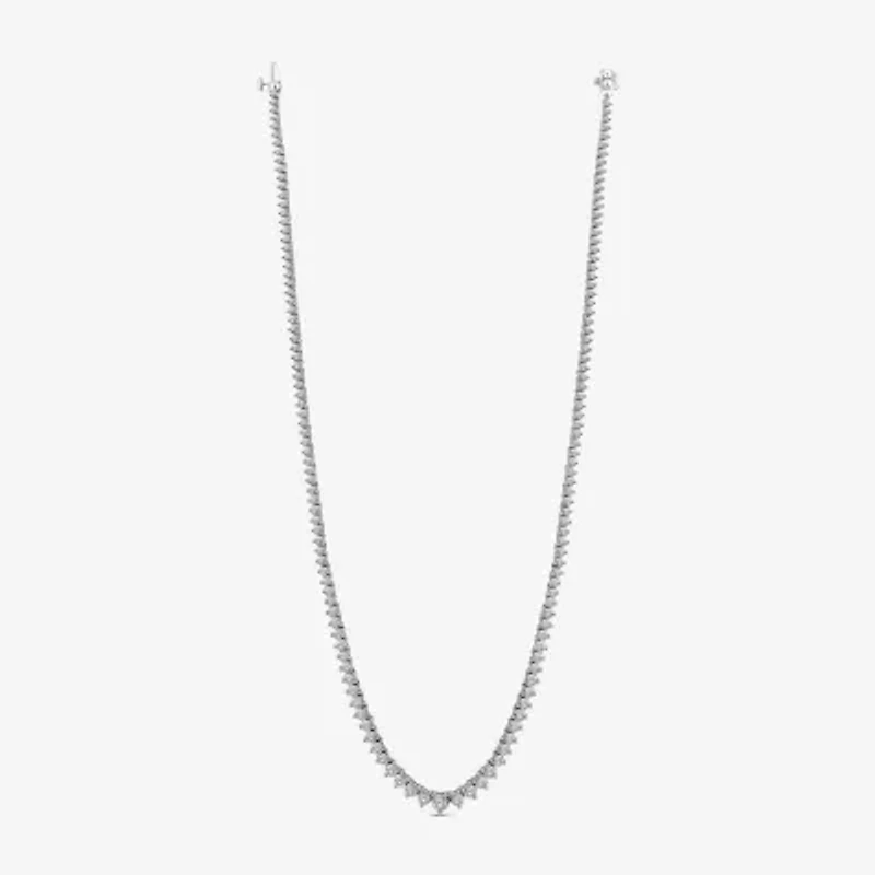 Si2, F Womens White Diamond Sterling Silver 18 Inch Tennis Necklace