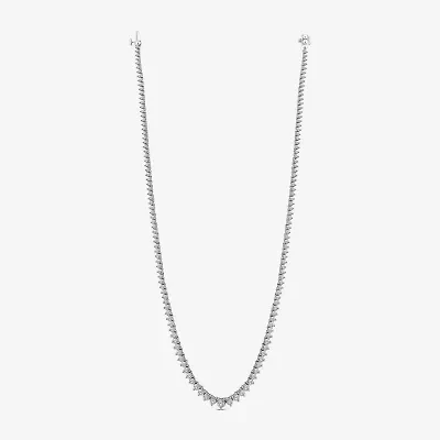 Si2, F Womens White Diamond Sterling Silver 18 Inch Tennis Necklace
