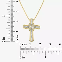 1/10 CT. T.W. Natural White Diamond 14K Gold Over Silver Cross Pendant Necklace