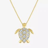 "Turtle" Womens 1/10 CT. T.W. Natural White Diamond 14K Gold Over Silver 18 Inch Pendant Necklace