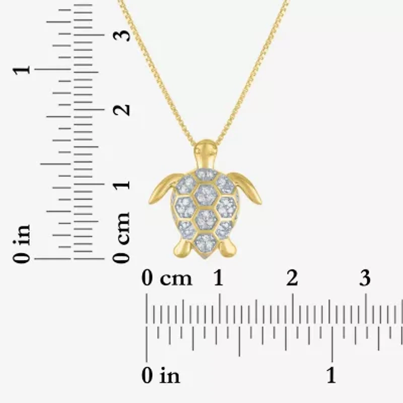 "Turtle" Womens 1/10 CT. T.W. Natural White Diamond 14K Gold Over Silver 18 Inch Pendant Necklace