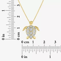 "Turtle" Womens 1/10 CT. T.W. Natural White Diamond 14K Gold Over Silver 18 Inch Pendant Necklace