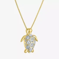 "Turtle" Womens 1/10 CT. T.W. Natural White Diamond 14K Gold Over Silver 18 Inch Pendant Necklace