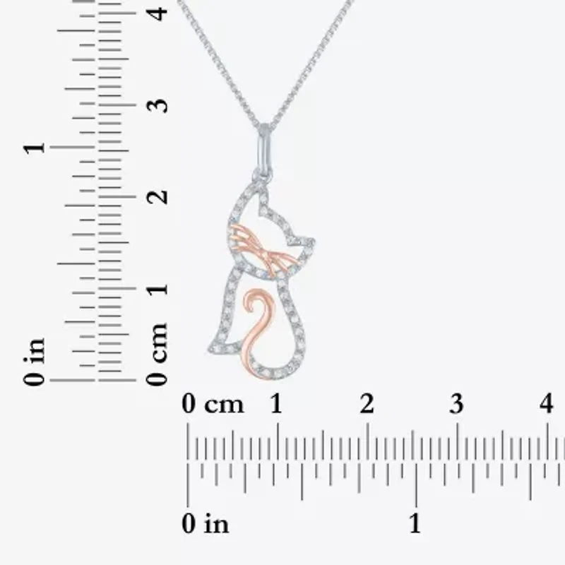 Cat Womens 1/10 CT. T.W. Natural White Diamond 14K Rose Gold Over Silver 18 Inch Pendant Necklace