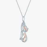 Cat Womens 1/10 CT. T.W. Natural White Diamond 14K Rose Gold Over Silver 18 Inch Pendant Necklace