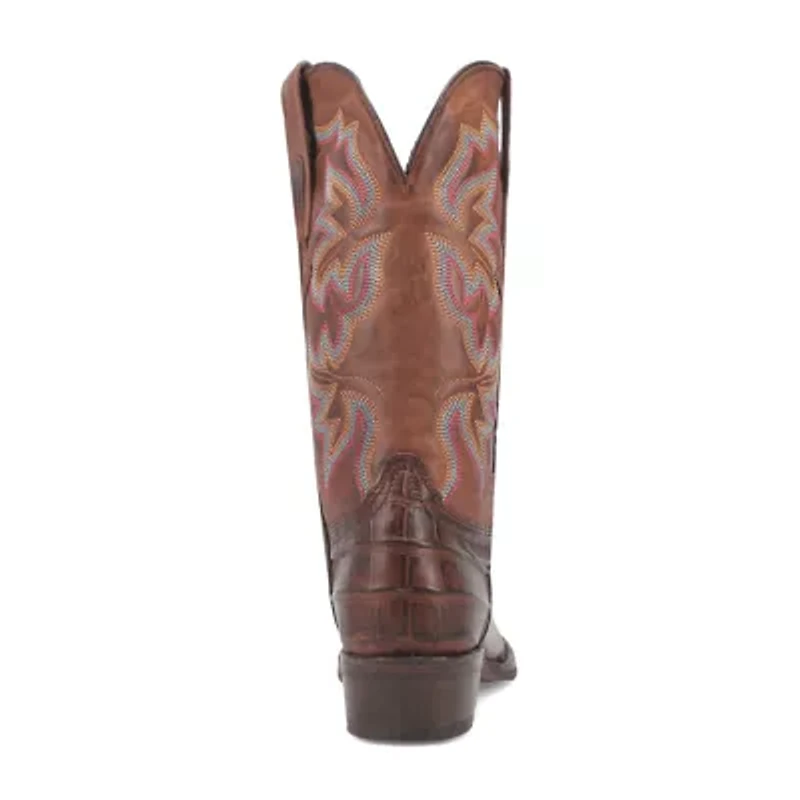 Dingo Mens Gator Block Heel Cowboy Boots Extra Wide Width