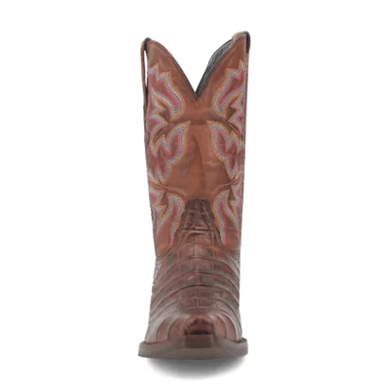 Dingo Mens Gator Block Heel Cowboy Boots Extra Wide Width