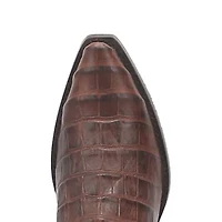 Dingo Mens Gator Block Heel Cowboy Boots Extra Wide Width