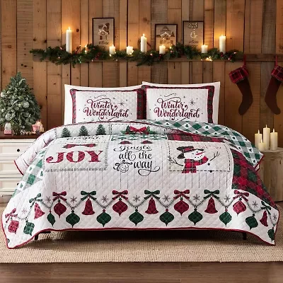 Avanti Patchworl Plaid Reversible Quilt Set