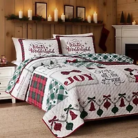 Avanti Patchworl Plaid Reversible Quilt Set