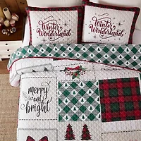 Avanti Patchworl Plaid Reversible Quilt Set
