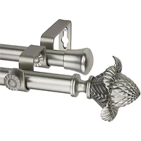 Rod Desyne Double 13/16" Adjustable Curtain with Bloom Finials