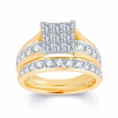Womens 1 CT. T.W. Natural White Diamond 10K Gold Bridal Set