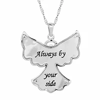 Sterling Silver Mother Of Pearl and Crystal Angel Pendant Necklace