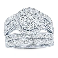 Womens 2 CT. T.W. Genuine White Diamond 10K Gold Bridal Set