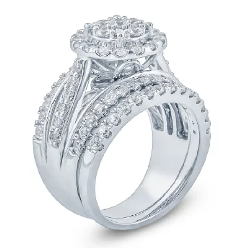 Womens 2 CT. T.W. Genuine White Diamond 10K Gold Bridal Set