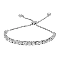Womens 3 CT. T.W. Natural White Diamond 10K White Gold Bolo Bracelet