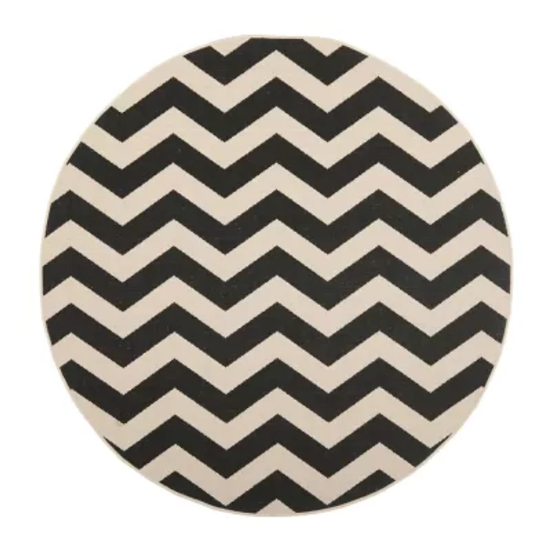 Safavieh Courtyard Collection Kalisha Geometric Indoor/Outdoor Round Area Rug