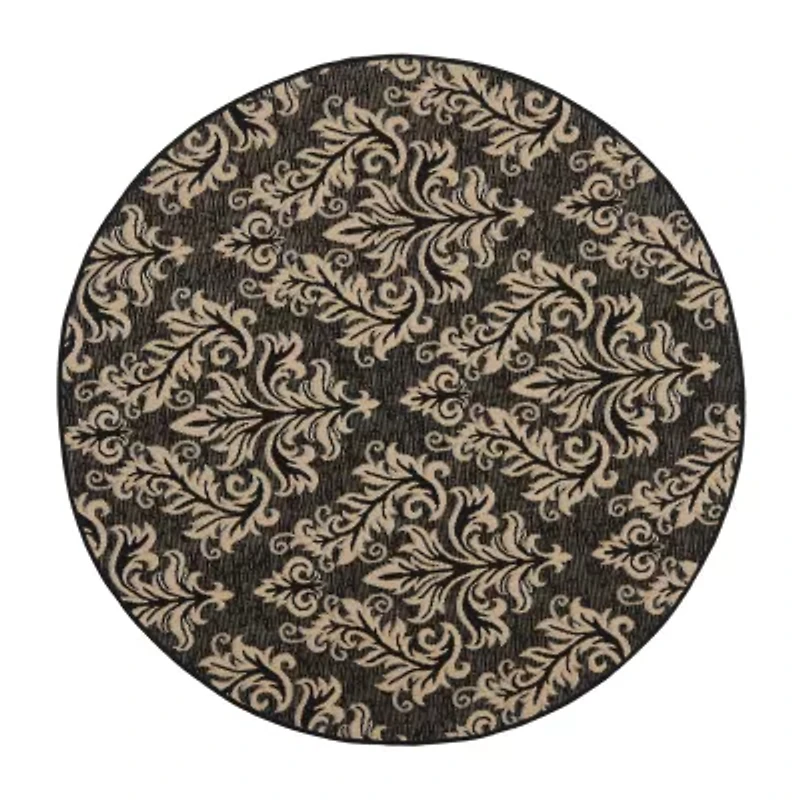Safavieh Courtyard Collection Domhnall Floral Indoor/Outdoor Round Area Rug