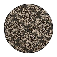Safavieh Courtyard Collection Domhnall Floral Indoor/Outdoor Round Area Rug