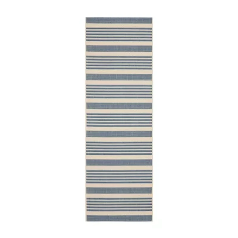 Safavieh Courtyard Collection Santos Stripe Indoor/Outdoor Runner Rug