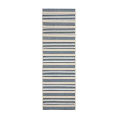 Safavieh Courtyard Collection Santos Stripe Indoor/Outdoor Runner Rug