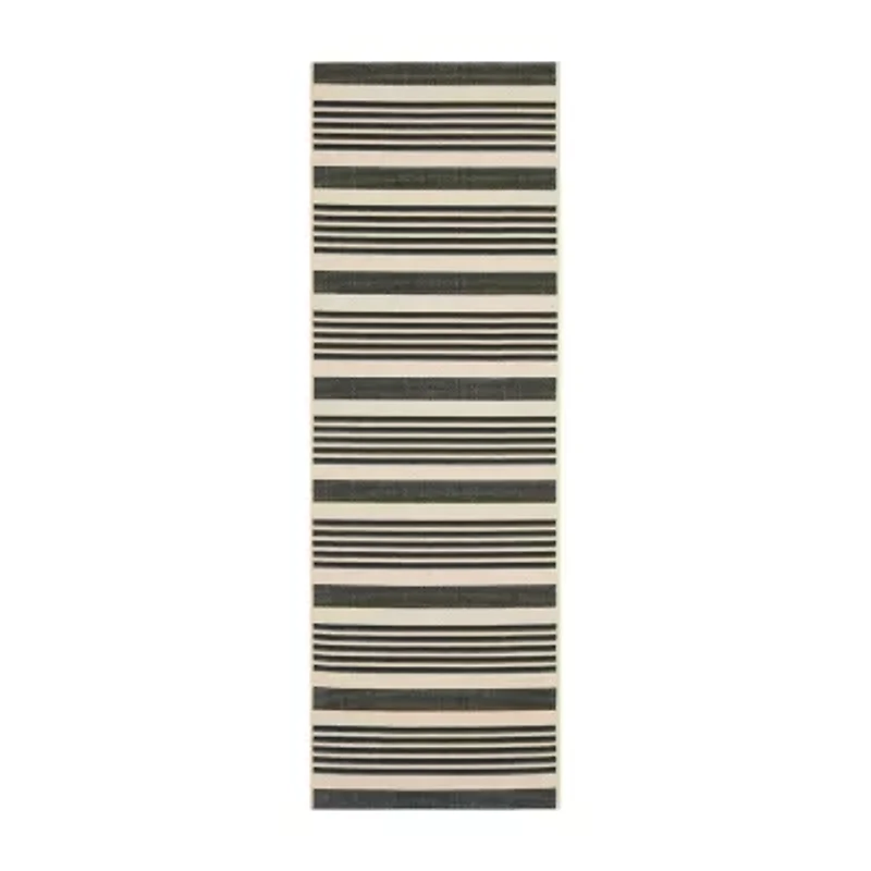 Safavieh Courtyard Collection Santos Stripe Indoor/Outdoor Runner Rug