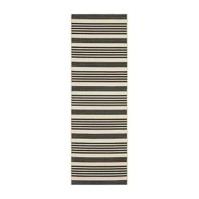 Safavieh Courtyard Collection Santos Stripe Indoor/Outdoor Runner Rug