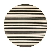 Safavieh Courtyard Collection Santos Stripe Indoor/Outdoor Round Area Rug