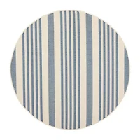 Safavieh Courtyard Collection Santos Stripe Indoor/Outdoor Round Area Rug